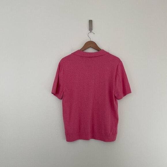 J Crew Cotton Blend Short Sleeve Polo Sweater Heather Pink Rose Size Large - Picture 2 of 5